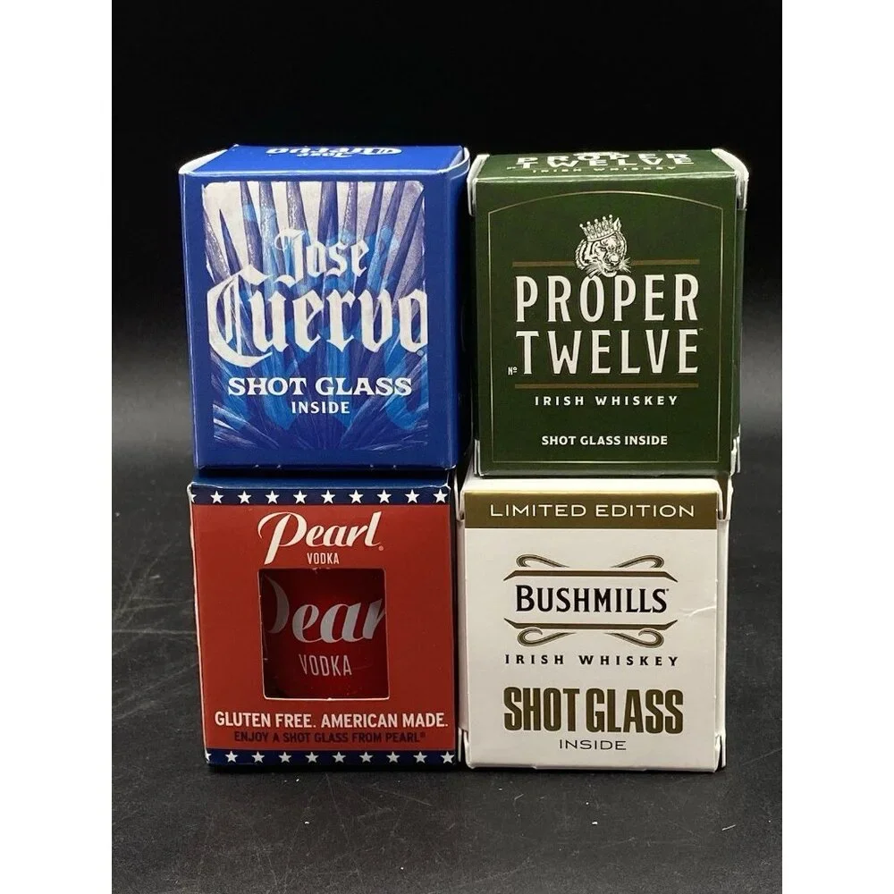 Shot Proper Twelve Jose Cuervo Pearl Vodka Bushmills Boxed Bottle Topper LOT 4